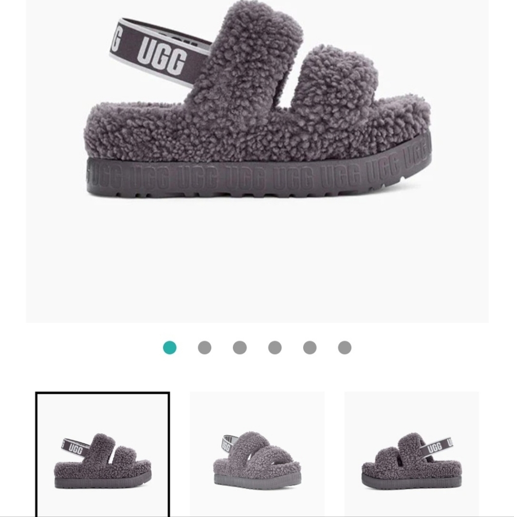 UGG Womens Fluffits Cozy Charcoal Slippers